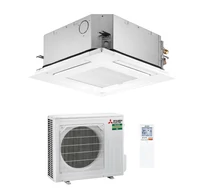 Mitsubishi Electric Monosplit szett: Négy irányban kifúvó 600x600 kazettás beltéri egység, PAR-41MAA fali vezetékes szabályozóval és SLP-2FA dekorációs panellel.