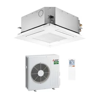 Mitsubishi Electric Monosplit szett: Négy irányban kifúvó 600x600 kazettás beltéri egység, infrás távirányítóval, jelfogadóval és SLP-2FALM2 dekorációs pannelel.