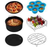 Cosori forrólevegős olajsütő tartozékok, 6 részes tartozékkészlet 5,5 literes sütőhöz, sütőforma, pizzaserpenyő, grillrács, gőzölő, szilikonszőnyeg, muffin forma