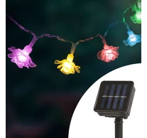 LED szolár fényfüzér - virág - 2,3 m - 20 LED - színes