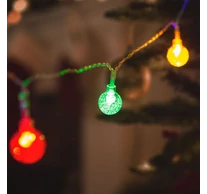 LED fényfüzér - színes gömb - 20 LED - 2,3 méter - 3 x AA