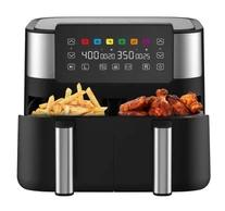 Joyami 1800 W-os légsütő 2 kosárral, kétzónás, 7,6 l/8QT kapacitás, szinkronizálási funkció, 6 előre beállított érintőképernyő, tapadásmentes és mosogatógépben mosható, fekete (JDR040)