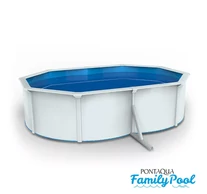 Pontaqua Family Pool ovális 4,9x3,6x1,2 fehér, 0,4mm PVC fólia, 2 gégecső, szkimmerrel, befúvóval