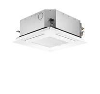 Mitsubishi Electric Monosplit szett: Négy irányban kifúvó 600x600 kazettás beltéri egység, infrás távirányítóval, jelfogadóval és SLP-2FALM2 dekorációs pannelel.