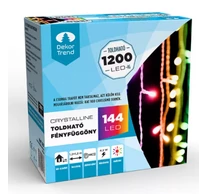 Crystalline toldható LED fényfüggöny, 120 x 120 cm, 144 db MULTI LED, átlátszó kábel, Kül- és beltéri