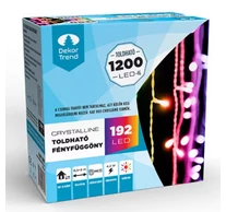 Crystalline toldható LED fényfüggöny, 90 x 200 cm, 192 db MULTI LED, átlátszó kábel, Kül- és beltéri