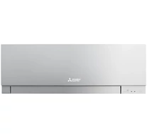 Mitsubishi Electric Monosplit Prémium Design szett: Oldalfali beltéri egység, infrás távirányítóval, ezüst színben, beépített WiFi adapterrel. Monosplit R32 kültéri egység, 1 fázisú kivitel.