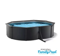 Pontaqua Family Pool ovális 4,9x3,6x1,2 antracit, 0,4mm PVC fólia, 2 gégecső, szkimmerrel, befúvóval