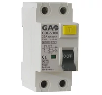 Fi relé 2P 40A   30mA,  230V~ , fehér