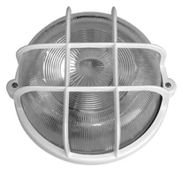 Hajólámpa, kerek, műanyagráccsal 100W, fehér