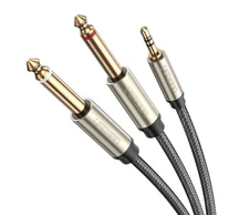 UGREEN AV126 TRS 3,5 mm és 2x TS kábel, 1 m (szürke)