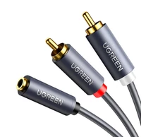 UGREEN AV102 2x RCA (cinch) - 3.5mm jack kábel, 1m (fekete)