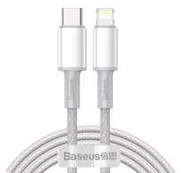 Baseus USB-C - Lightning kábel, nagy sűrűségű fonott, 20 W, PD, 2 m (fehér)