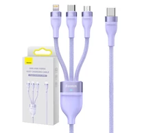 Baseus Flash Series 2, 3 az 1-ben USB kábel, USB-C / Micro-USB / Lightning, 100W, 1.5m (lila)
