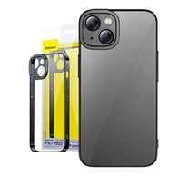 Baseus Glitter iPhone 14 Plus Átlátszó tok és üvegfólia (fekete)
