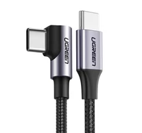 UGREEN USB-C - USB-C kábel, ferde, QC 3.0, PD, 3A, 60W, 1m (fekete)