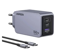 UGREEN Nexode Pro fali töltő, 100W, GaN, USB + 2x USB-C (szürke)