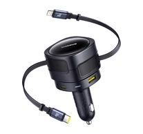 Baseus Enjoyment Max autós töltő USB-C + villámkábellel és USB-A + USB-C portokkal 90W Fekete