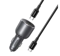 UGREEN EC705 autós töltő, USB + 2x USB-C, 130 W + 1m 5A kábel