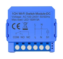 1 csatornás WiFi kapcsolómodul feszültségmentes érintkezővel Avatto WSM16-DC32V-1
