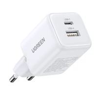 Ugreen X514 USB + USB-C fali töltő, GaN, 20 W (fehér)