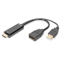 Digitus AK-330101-002-S video átalakító kábel 0,2 M HDMI A-típus (Standard) HDMI + USB Fekete