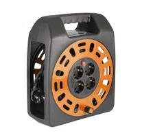 Home HJR 3-20 kábeldob, 20 m, IP20 kivitel, műanyag tartó, H05VV-F 3G1,0 mm2 kábel, max. 2300 W, védőkapcsoló, 4 védőérintkezős aljzat