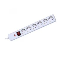 Home NVT 06K/WH túlfeszültség védett hálózati elosztó, 1,5 m, kapcsolós, H05VV-F 3G1,5 mm2 kábel, IP20 kivitel, 6 aljzat, max. 3500W