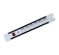 Home NVP 06K/WH túlfeszültség védett hálózati elosztó, 2 m, kapcsolós, H05VV-F 3G1,5 mm2 kábel, IP20 kivitel, 6 aljzat, max. 3500W, falra akasztható