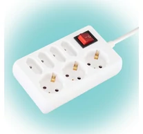 Home NV 17/WH hálózati elosztó, 1,5 m, H05VV-F 3G1,0 mm2 kábel, kapcsolós, IP20 kivitel, 3 védőérintkezős és 4 euro aljzat, max. 3500W, fehér