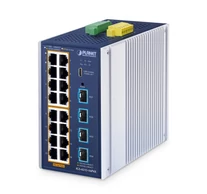 PLANET ndustrial L2+ 16-Port 10/100/1000T 802.3at PoE + 4-Port 10G SFP+ Managed Ethernet Switch Vezérelt L2+ Gigabit Ethernet (10/100/1000) Ethernet-áramellátás