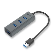 i-tec Metal U3HUBMETAL403 hálózati csatlakozó USB 3.2 Gen 1 (3.1 Gen 1) Type-A 5000 Mbit/s Szürke