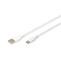 Szilikon tápkábel USB-A - USB-C, USB 2.0 60W, 1m fehér