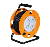 Home HJR 4-25/1,5 kábeldob, 25 m, IP20 kivitel, fém talp, H05VV-F 3G1,5 mm2 kábel, max. 3000 W, védőkapcsoló, 4 védőérintkezős aljzat