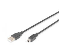 Digitus AK-300108-010-S USB kábel USB 2.0 1 M USB A Mini-USB B 0,48 Gbit/s Fekete