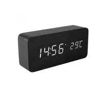 Home OC 04 digitális LED ébresztőóra, valódi faburkolat, tapsra aktiválható fehér kijelző, dátum és hőmérséklet kijelzés, elemes vagy hálózati tápellátás