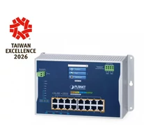 PLANET Industrial L2+ 16-Port 10/100/1000T 802.3bt PoE + 4-Port 10G SFP+ Wall-mount Managed Ethernet Switch with LCD Touch Screen Vezérelt L2/L2+ Gigabit Ethern