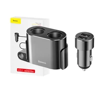 Baseus 2xUSB szivargyújtó elosztó, 3,1A, 100W (fekete)