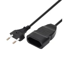 Home NV 12-5/BK EURO kéteres hosszabbító, 5 m,  H03VVH2-F 2x0,75 mm2 kábel, 250V~/2,5A/max.575W, fekete színű