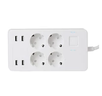 Home NV 4 WIFI smart elosztó, 1,5 m, H05VV-F 3G1,5 mm2 kábel, 4 földelt aljzat, 4 USB aljzat, max.3680W, Tuya alkalmazás kompatibilis, WiFi-s