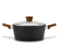 Nava 10-144-120 Nature tapadásmentes lábas, kőbevonattal, hőálló fogantyú, üvegfedő, 20 cm
