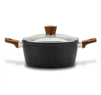 Nava 10-144-122 Nature tapadásmentes lábas, kőbevonattal, hőálló fogantyú, üvegfedő, 28 cm