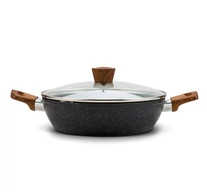 Nava 10-144-130 Nature tapadásmentes pecsenyesütő, kőbevonattal, hőálló fogantyú, üvegfedő, 28 cm