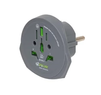 Q2POWER 1.100100-TH utazóadapter, World to Europe, bemeneti feszültség: 100-250 V, 16 A, teljesítmény: 100V-1600W/250V-4000W