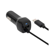 SAL SAU 24C autós USB töltő 2in1, 2 készülék, USB, USB-C, 2,4 A összesen