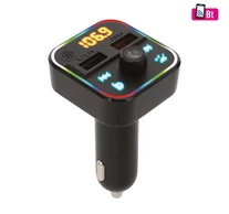 SAL FMBT 18RGB autós kihangosító és töltő, 5 in 1, FM modulátor, dupla USB gyorstöltő, feszültségmérő, basszus-kiemelés gomb