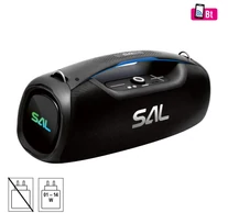 SAL BT9000 hordozható boombox, vezeték nélküli hangszóró, 100 W, IPX5, BT TWS, AUX, USB/microSD, Soft Touch gombok, ~10 h üzemidő, USB-C töltőkábel