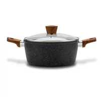 Nava 10-144-121 Nature tapadásmentes lábas, kőbevonattal, hőálló fogantyú, üvegfedő, 24 cm