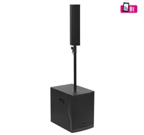 SAL PAS10W43S professzionális oszlopsugárzó hangrendszer, max. 800 W, 25cm mélysugárzó, 4x3” szélessávú satellit hangszóró, aktív zenekari hangdoboz, Bluetooth, fém állvány