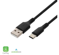Home USBAC1 töltőkábel, USB-A / USB-C, 2.1A, 1m, szövött, fekete